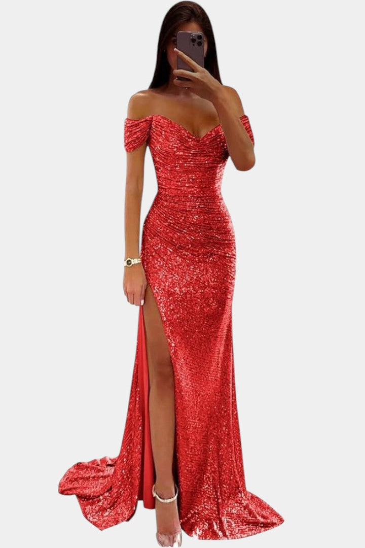 Ariel | Vestido de Sirena con Lentejuelas Off-Shoulder