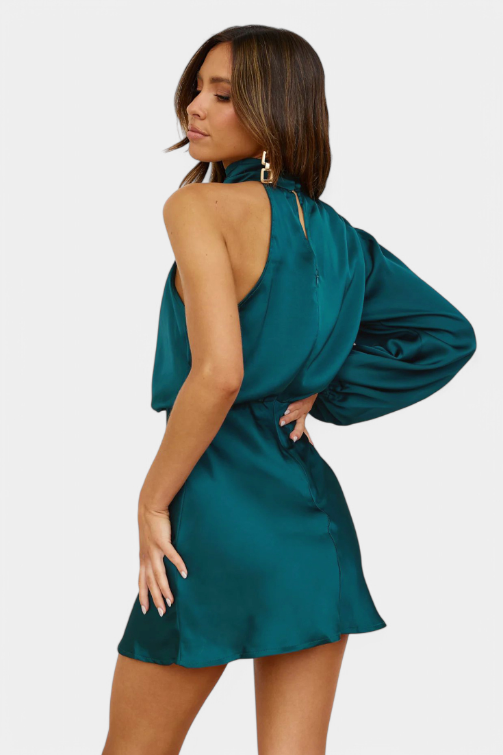 Mara | Vestido Mini Drapado de Un Hombro