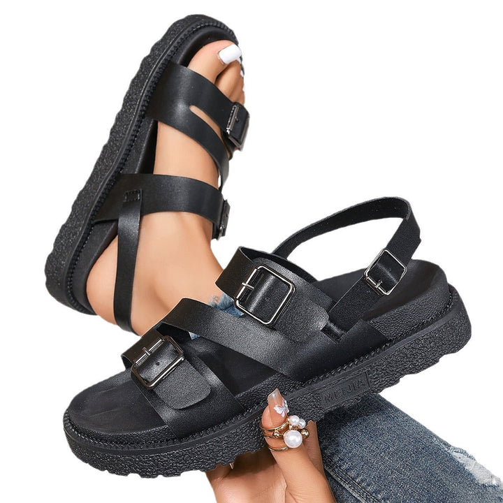 Renée | Sandalias Planas de Cuero Vegano con Correas Ajustables