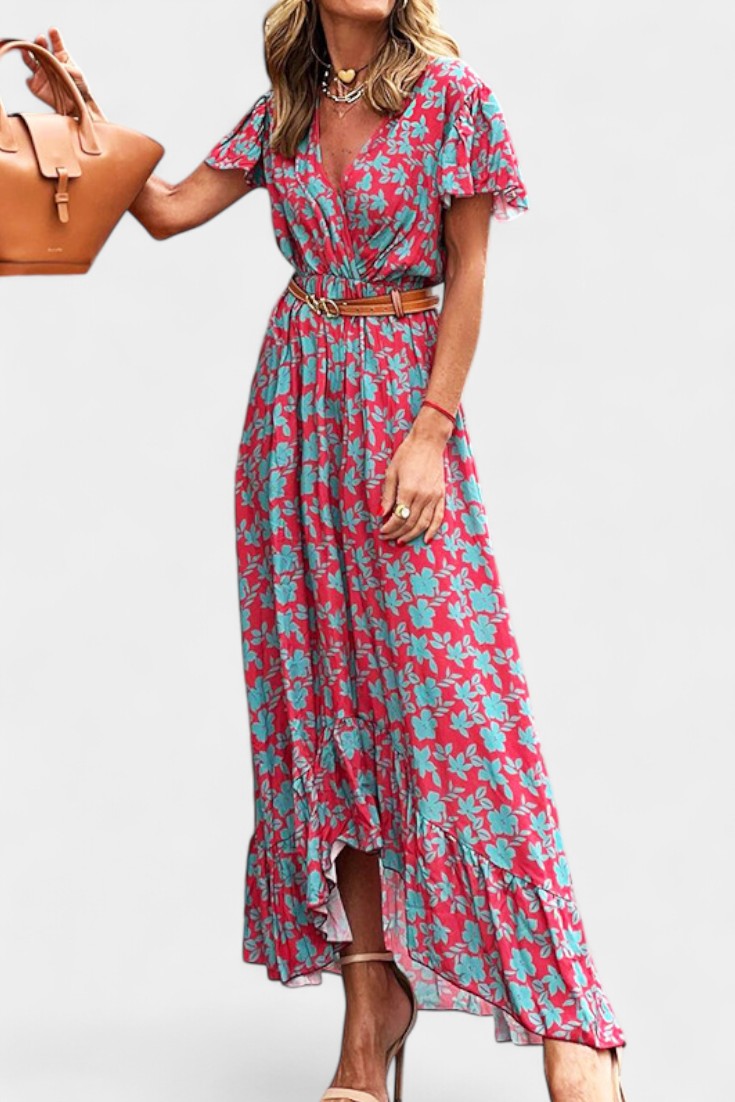 Kinslee | Vestido Maxi de Estilo Swing con Escote en V