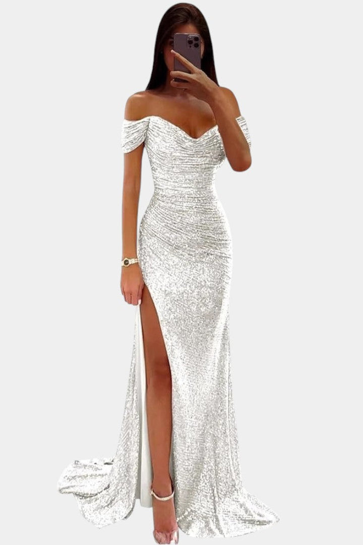 Ariel | Vestido de Sirena con Lentejuelas Off-Shoulder