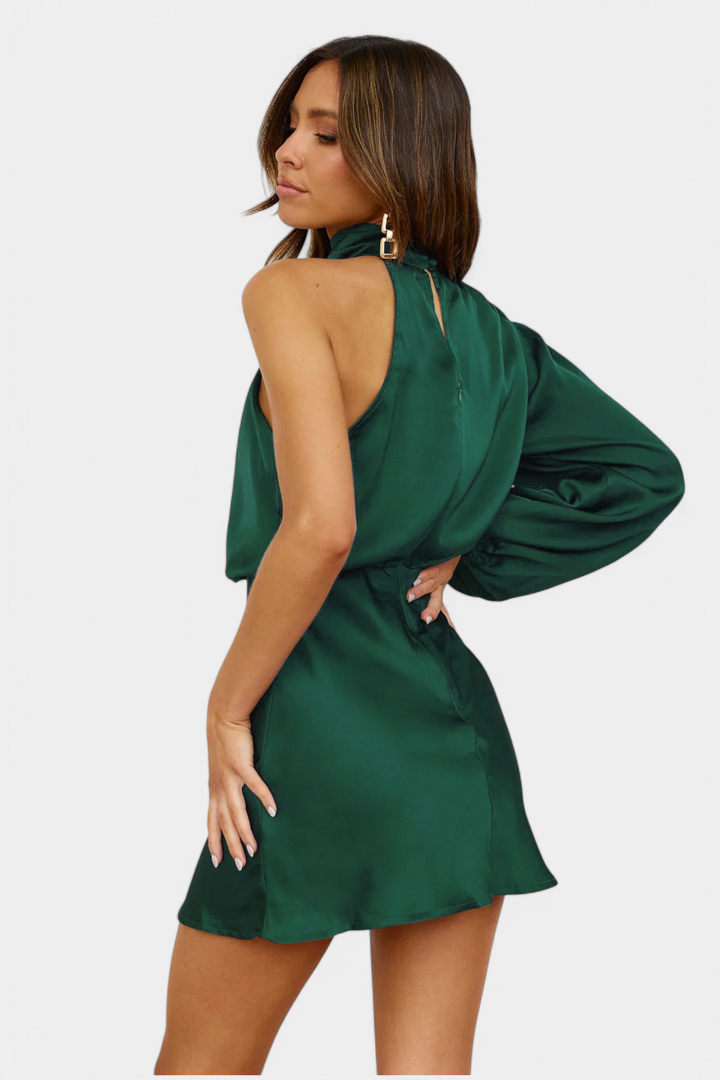 Mara | Vestido Mini Drapado de Un Hombro