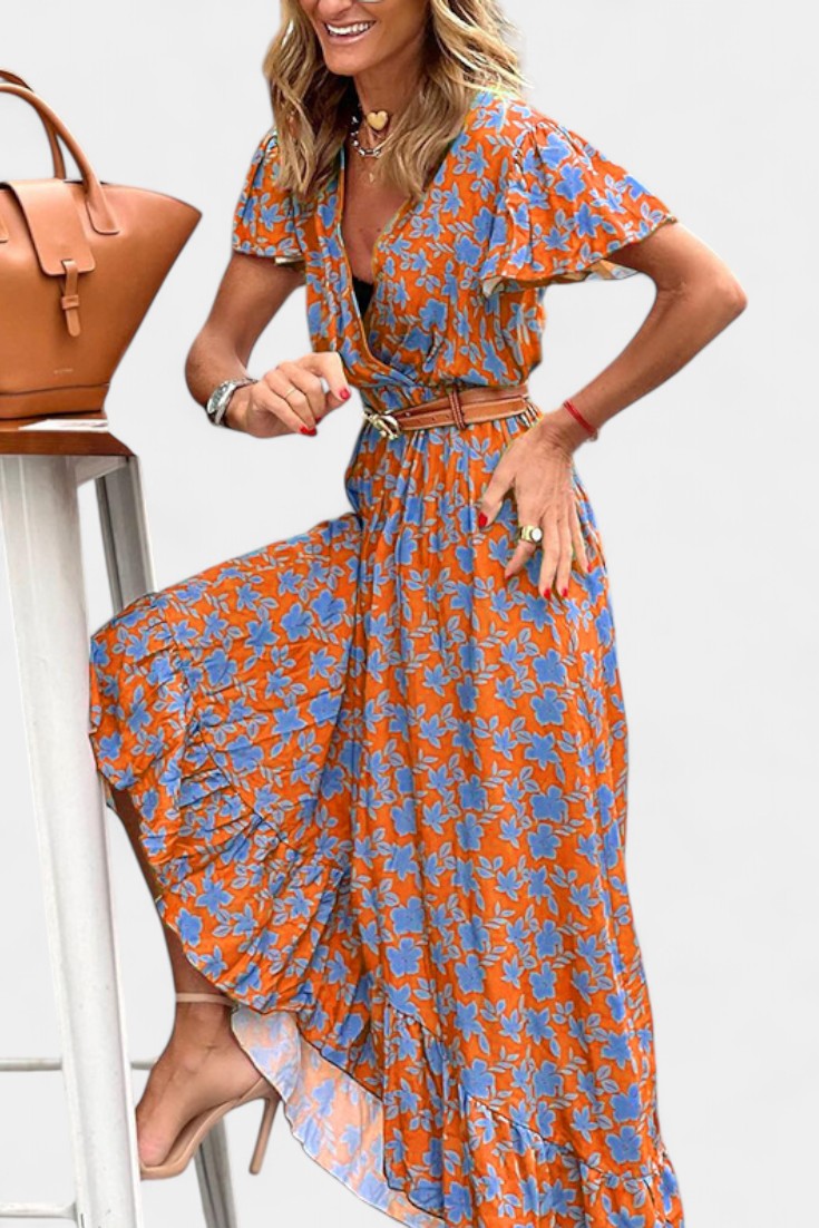 Kinslee | Vestido Maxi de Estilo Swing con Escote en V