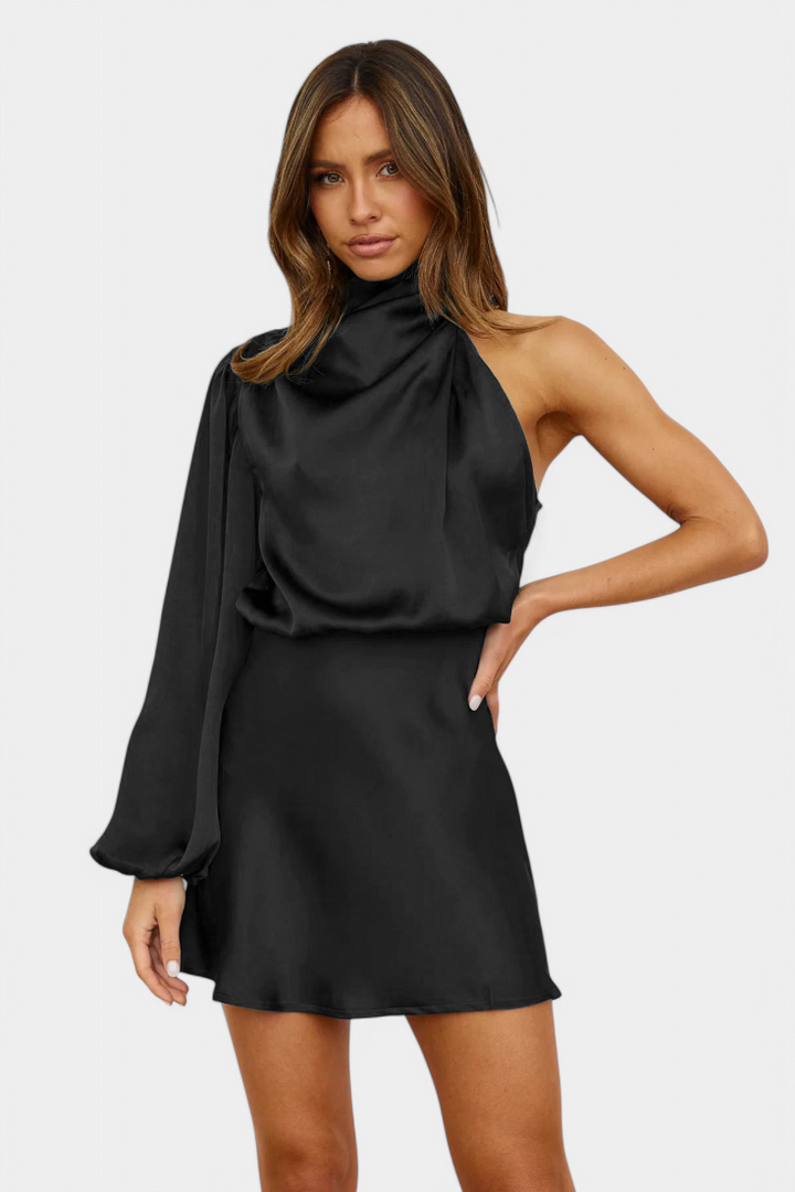 Mara | Vestido Mini Drapado de Un Hombro
