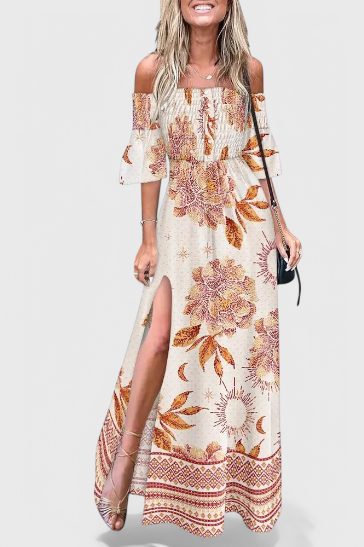 Giulia | Vestido Maxi Floral Off-Shoulder
