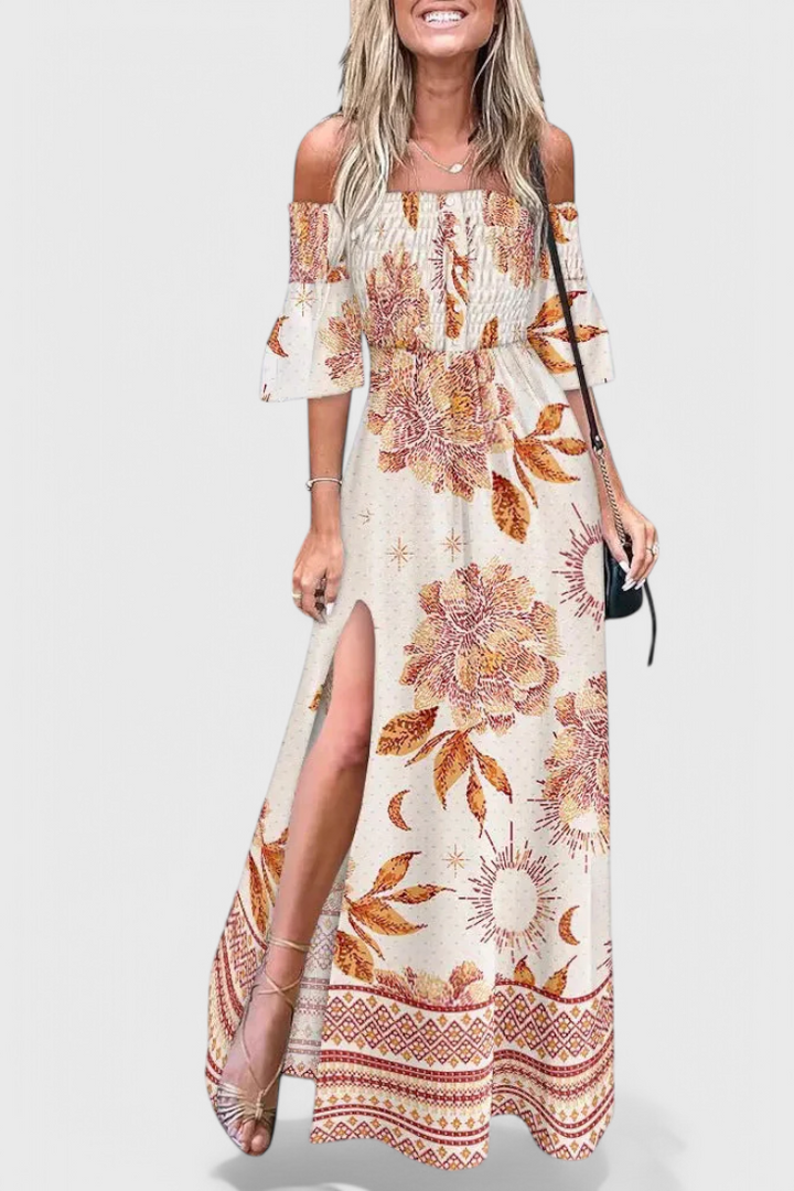 Giulia | Vestido Maxi Floral Off-Shoulder