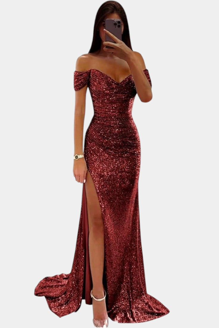 Ariel | Vestido de Sirena con Lentejuelas Off-Shoulder