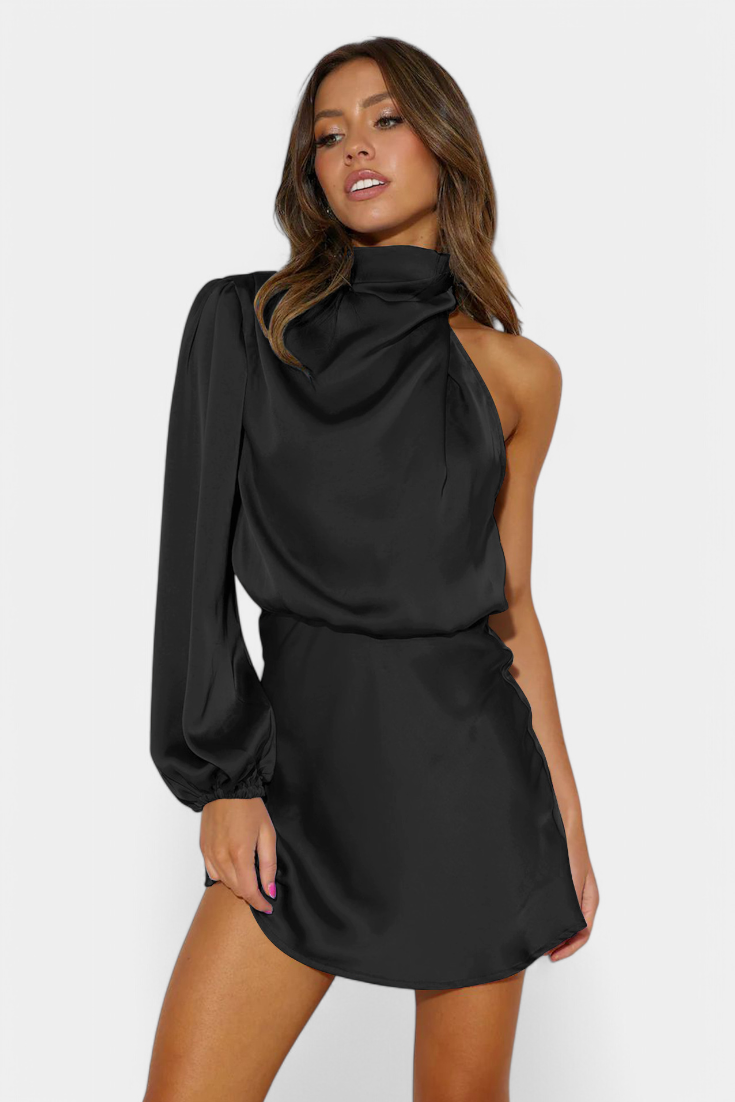 Mara | Vestido Mini Drapado de Un Hombro