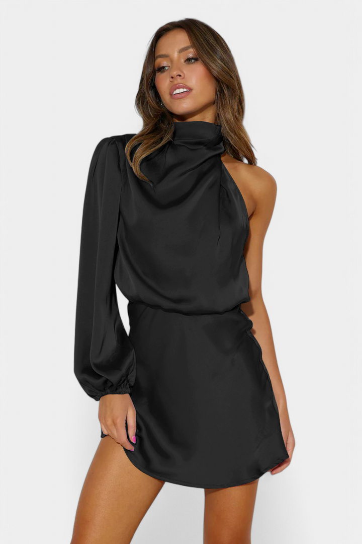 Mara | Vestido Mini Drapado de Un Hombro