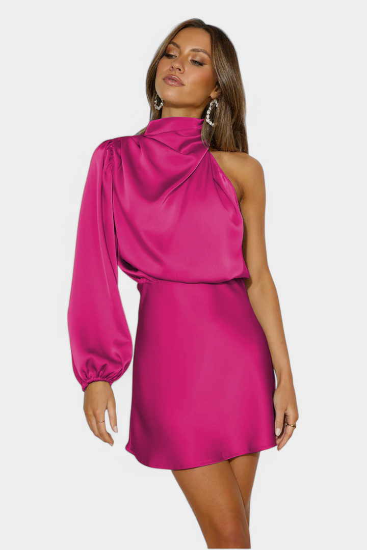 Mara | Vestido Mini Drapado de Un Hombro