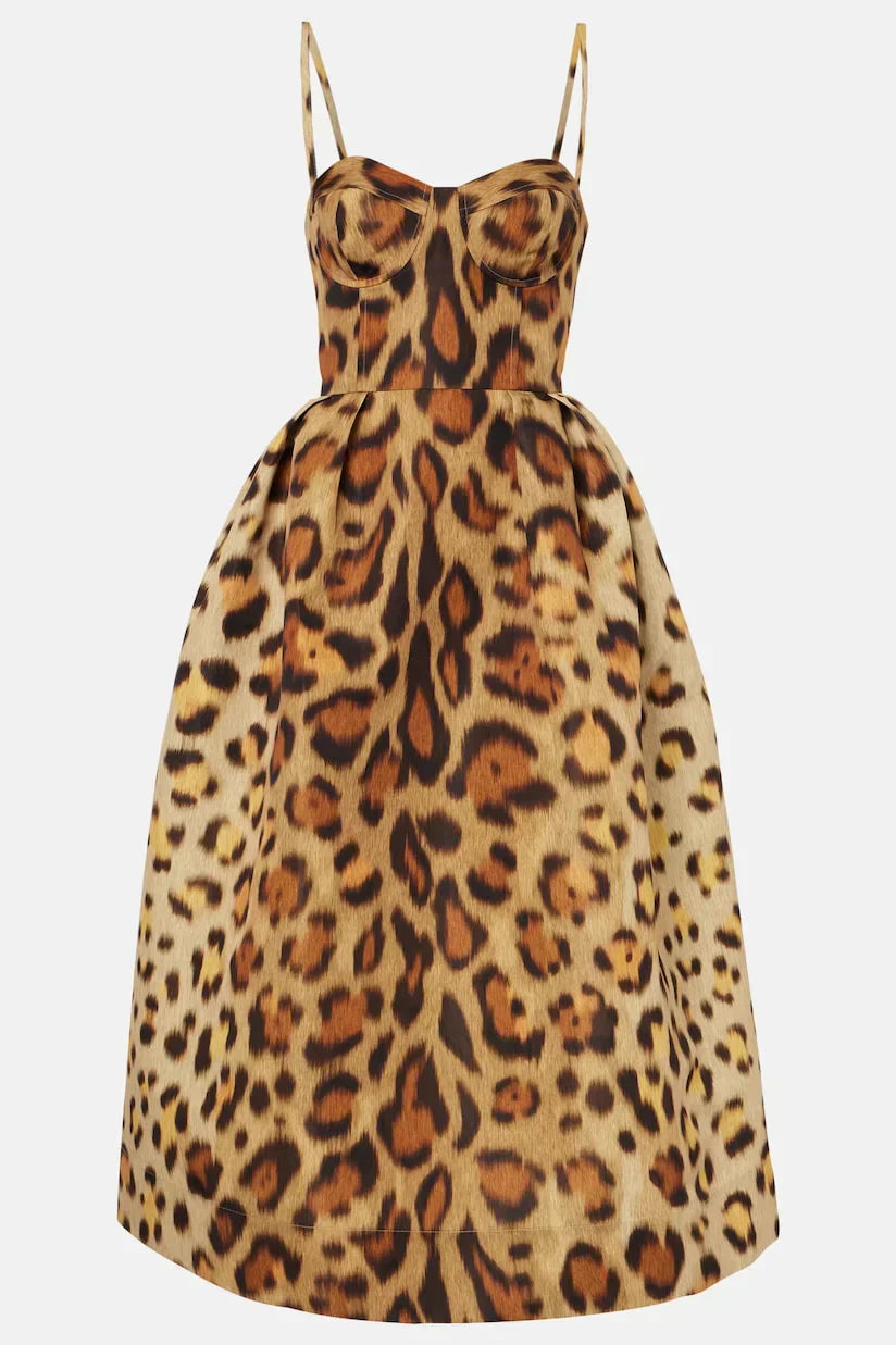 Tiana | Vestido Midi Bustier Leopardo