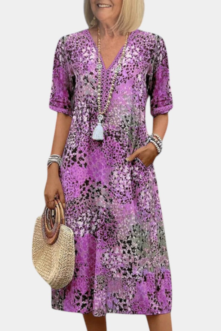 Perla | Vestido Midi Boho con Estampado Floral