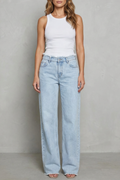 Rivazza | Vaqueros wide leg tiro alto – Bajo deshilachado