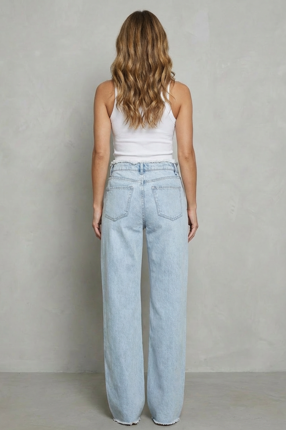 Rivazza | Vaqueros wide leg tiro alto – Bajo deshilachado