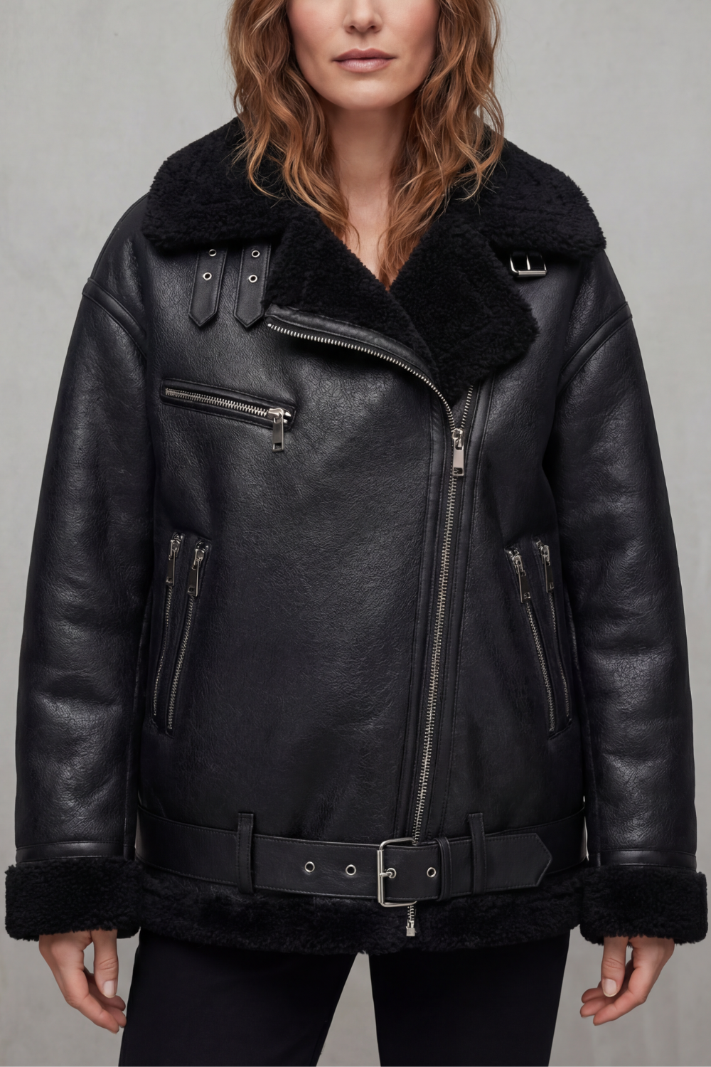 Rouxvelle | Borreguillo con cinturón – Abrigo aviador