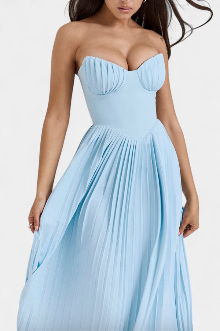 Seraphina | Vestido Bustier Plisado Sin Tirantes