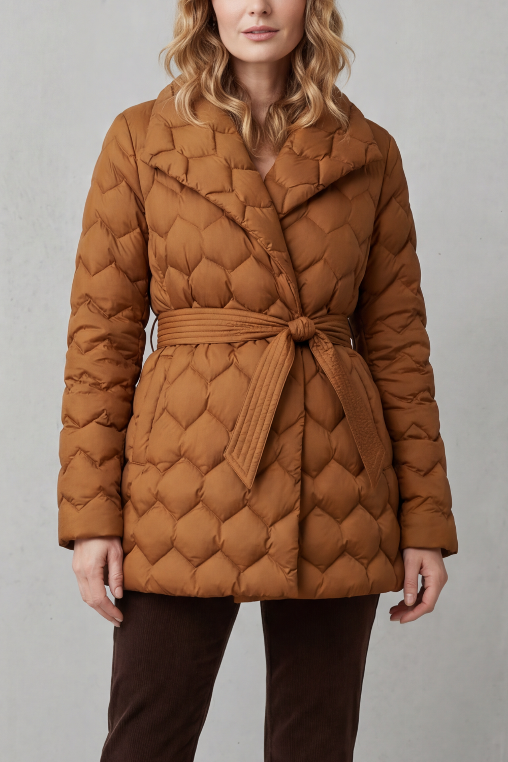 Solenza | Acolchado esculpido – Chaqueta puffer con cinturón