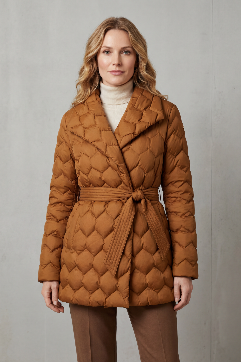 Solenza | Acolchado esculpido – Chaqueta puffer con cinturón