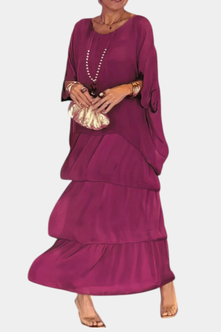 Caroline | Vestido Maxi con Volantes y Mangas Murciélago