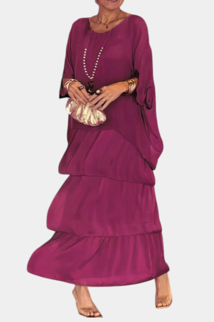 Caroline | Vestido Maxi con Volantes y Mangas Murciélago