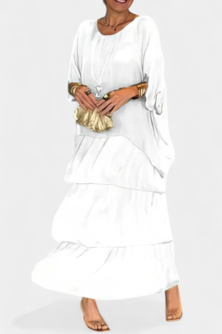 Caroline | Vestido Maxi con Volantes y Mangas Murciélago