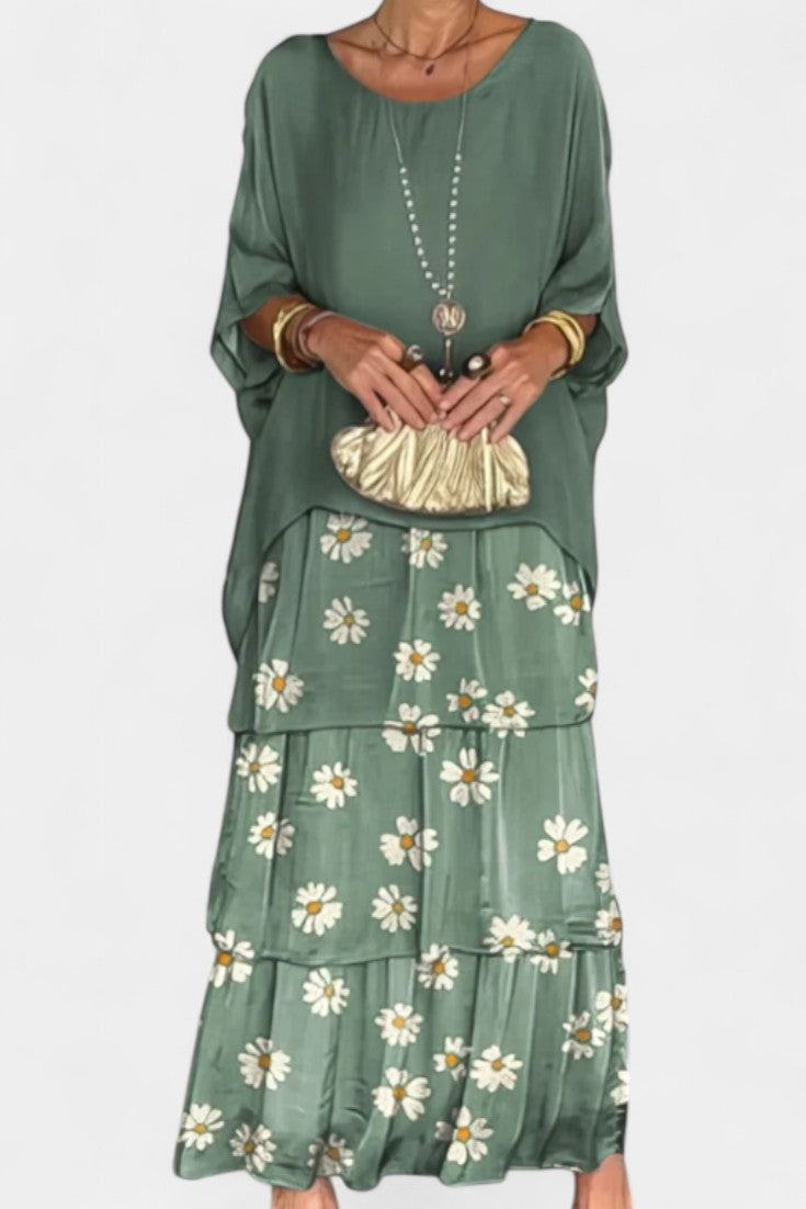 Caroline | Vestido Maxi de Batwing con Estampado