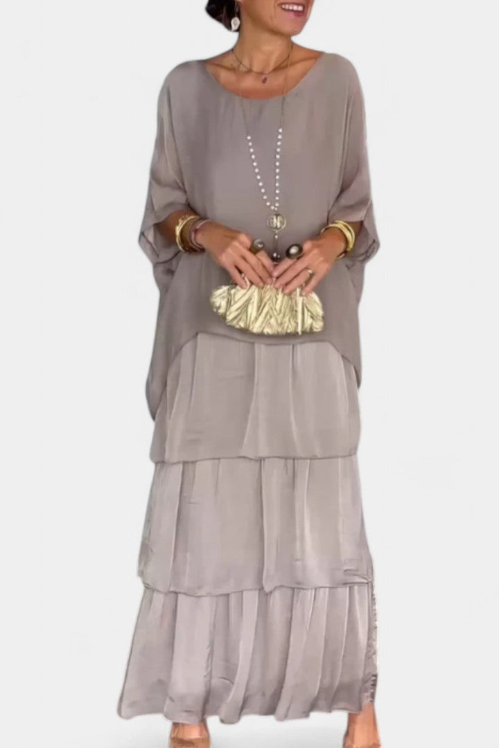 Caroline | Vestido Maxi con Volantes y Mangas Murciélago