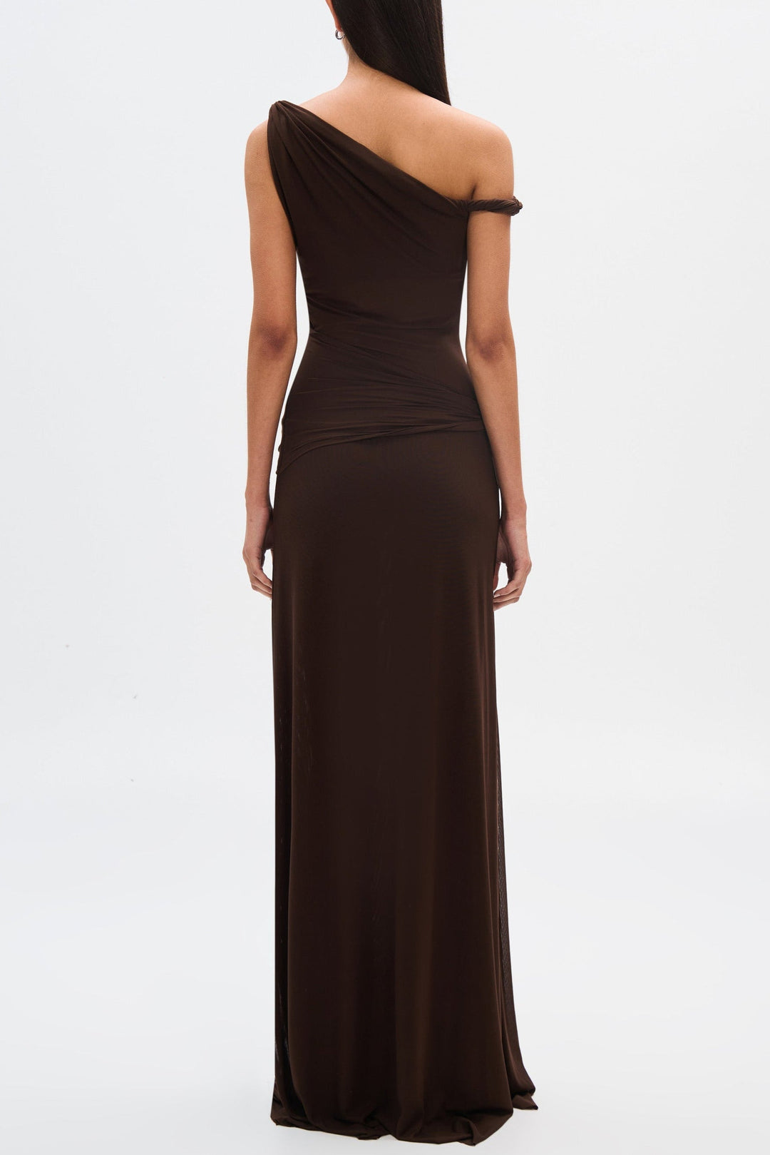 Eranda | Vestido Maxi de Malla Drapada Off-Shoulder