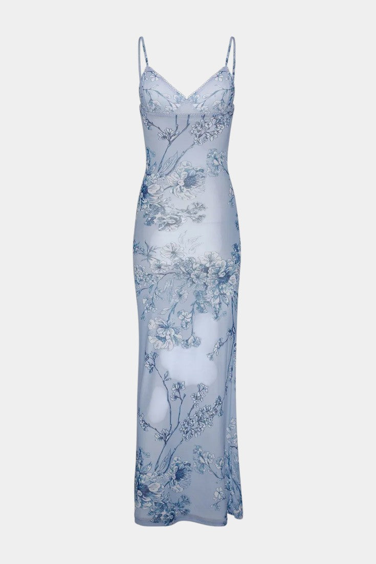 Iris | Vestido de Encaje Floral Azul