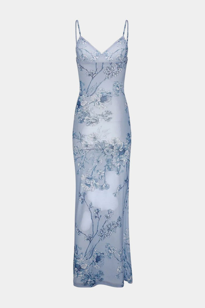 Iris | Vestido de Encaje Floral Azul