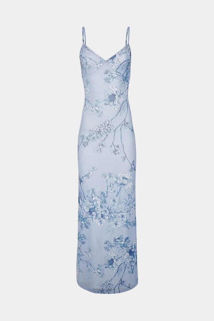 Iris | Vestido de Encaje Floral Azul