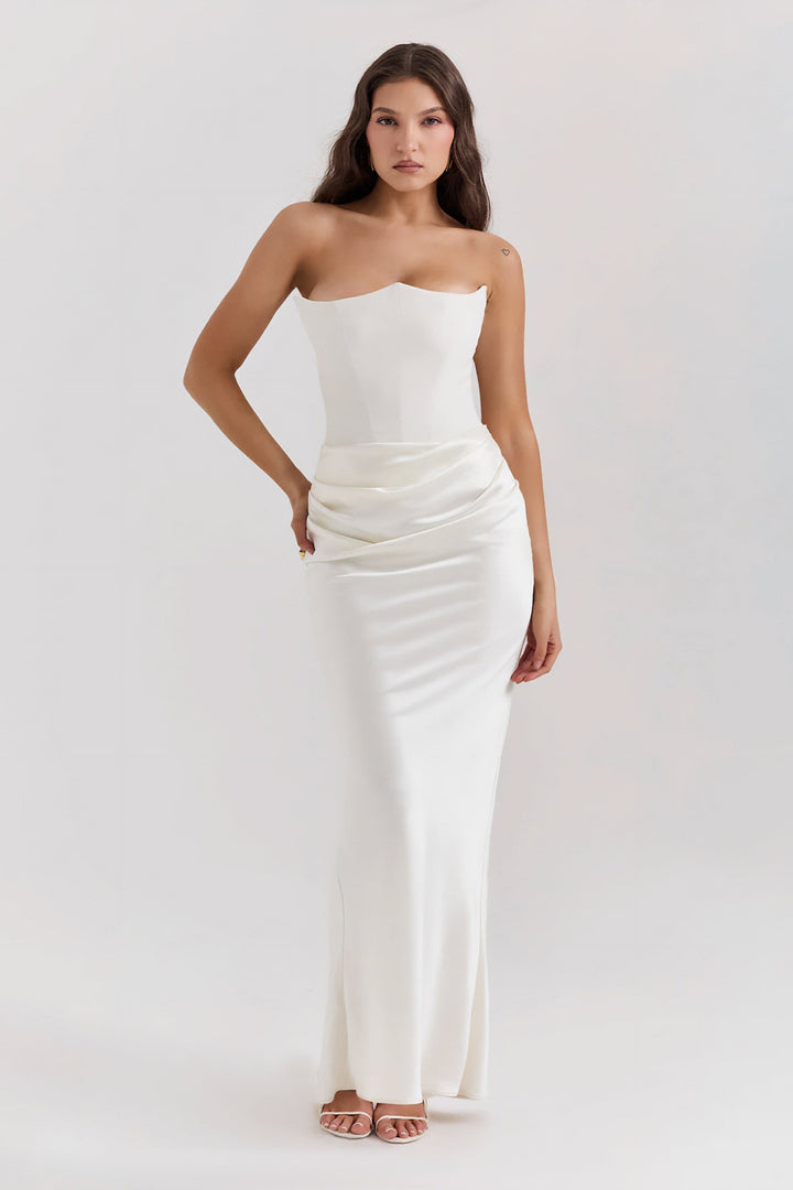 Emily | Vestido Maxi Drapado Sin Tirantes