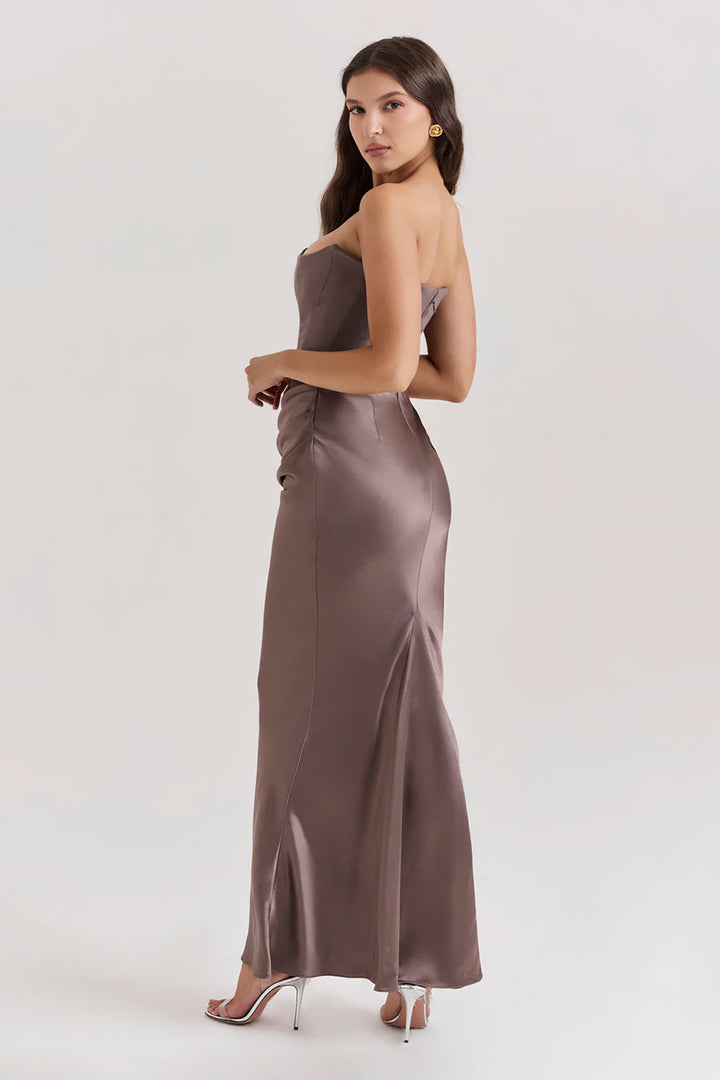 Emily | Vestido Maxi Drapado Sin Tirantes