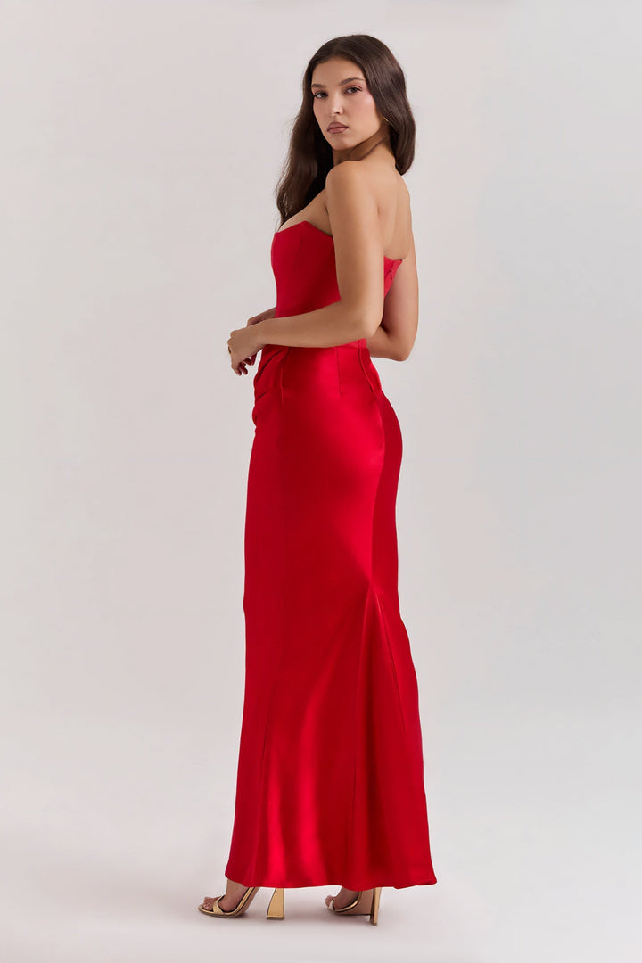 Emily | Vestido Maxi Drapado Sin Tirantes