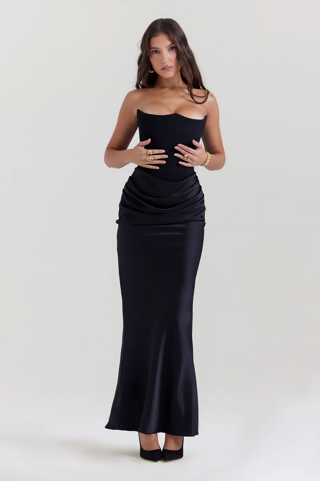 Emily | Vestido Maxi Drapado Sin Tirantes