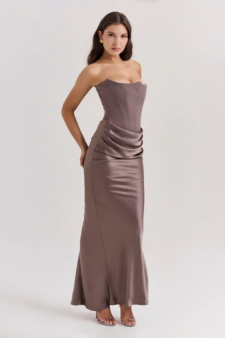 Emily | Vestido Maxi Drapado Sin Tirantes