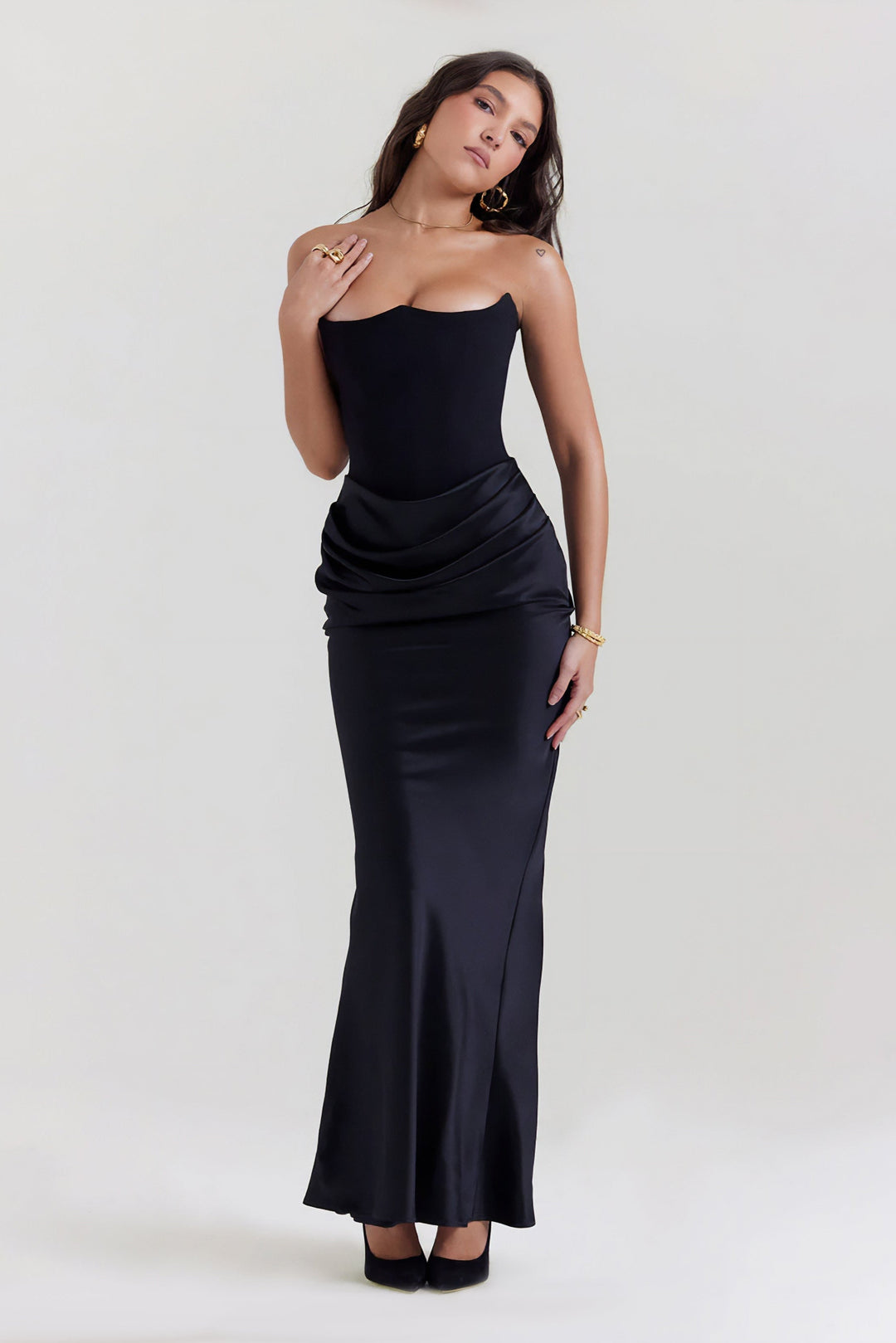 Emily | Vestido Maxi Drapado Sin Tirantes