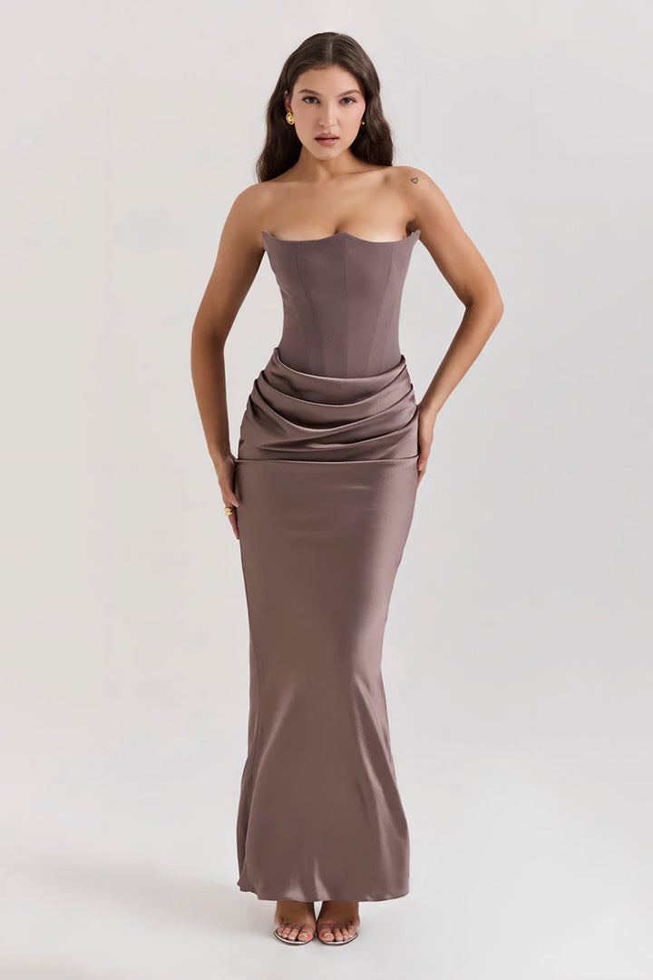 Emily | Vestido Maxi Drapado Sin Tirantes