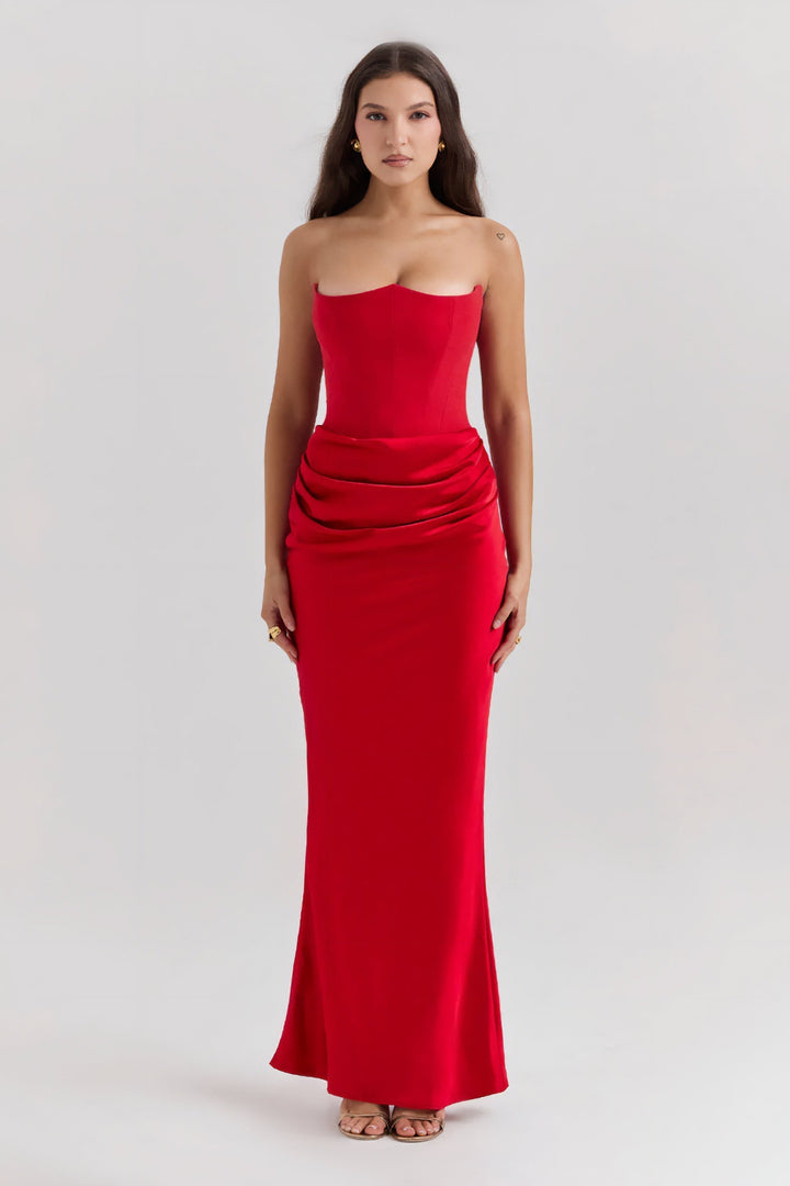 Emily | Vestido Maxi Drapado Sin Tirantes