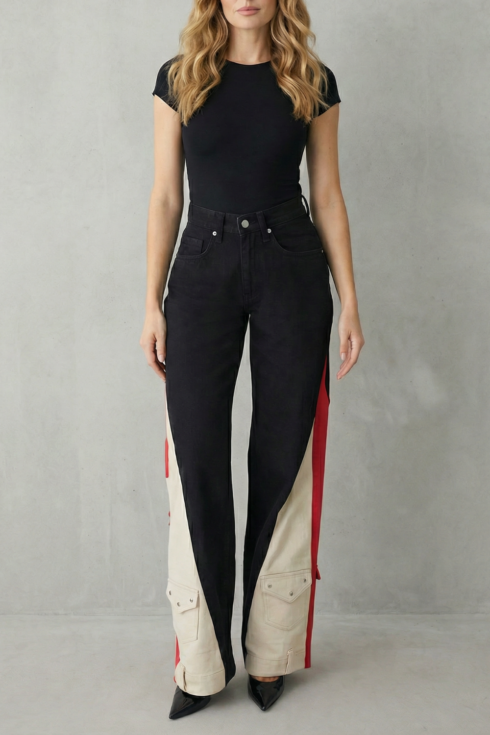Vantrelle – Tri-tone contrast design – Straight leg jeans