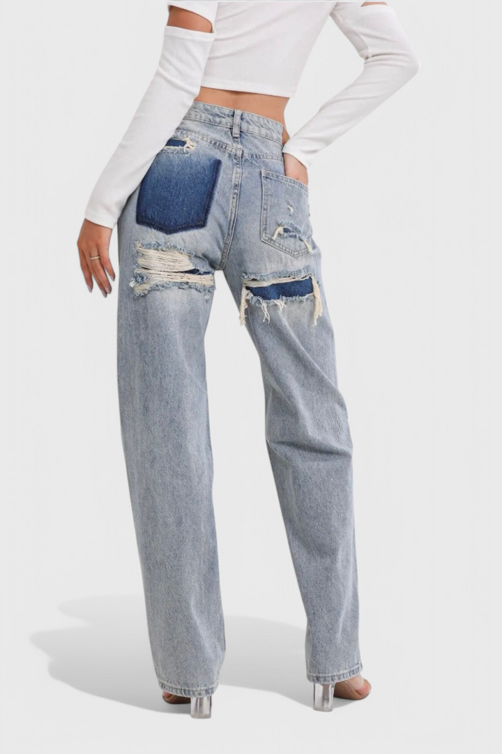 Roxy | Jeans Vintage Desgastados de Cintura Alta