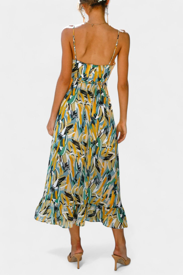 Fiona | Vestido Midi de Impresión Vibrante