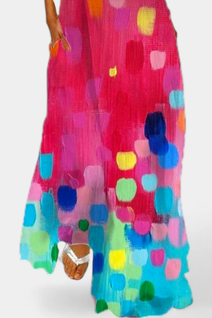 Enna | Vestido Colorido Sin Mangas con Escote en V