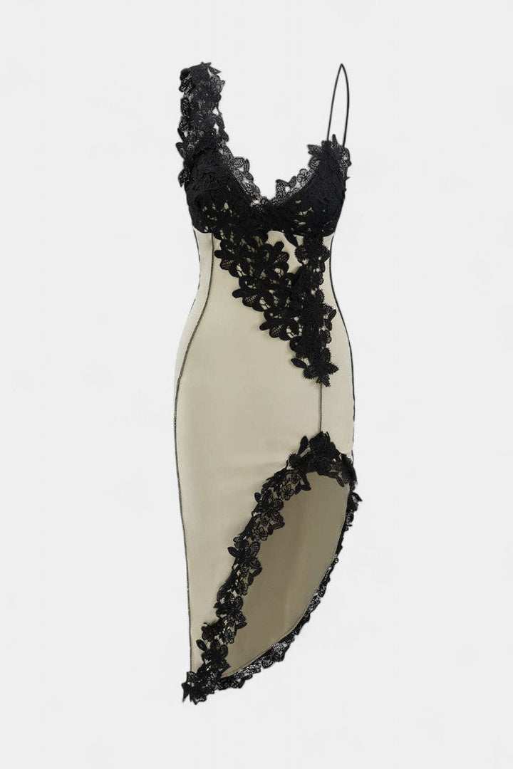 Diana | Vestido Midi de Panel de Encaje Asimétrico