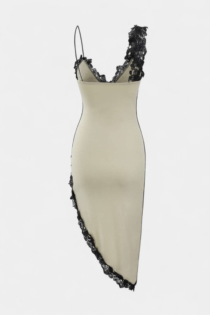 Diana | Vestido Midi de Panel de Encaje Asimétrico