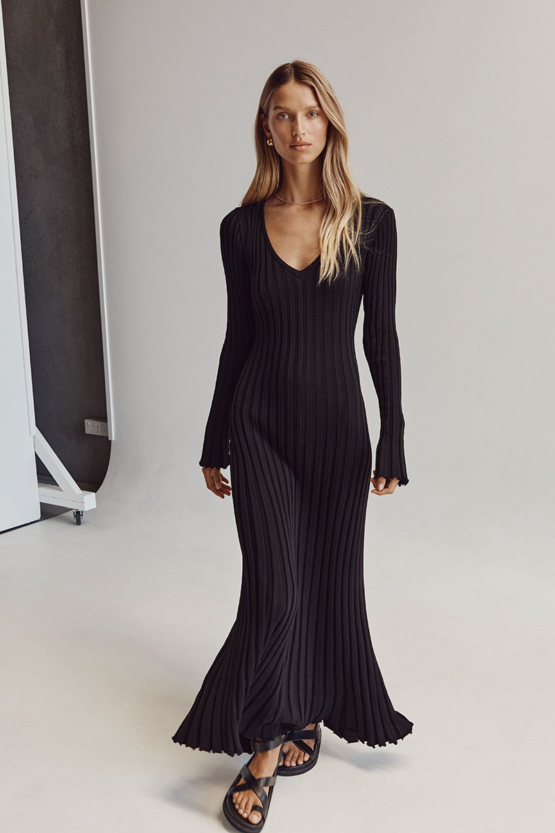 Gloria | Vestido de Punto Acanalado con Cinturón