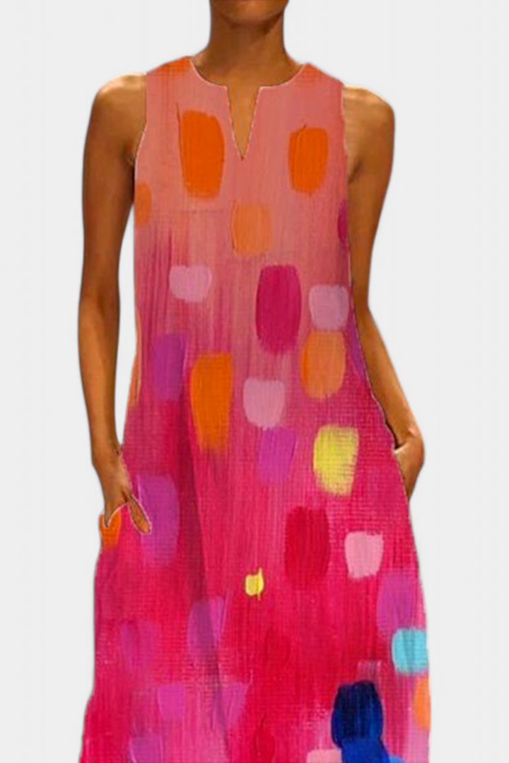 Enna | Vestido Colorido Sin Mangas con Escote en V