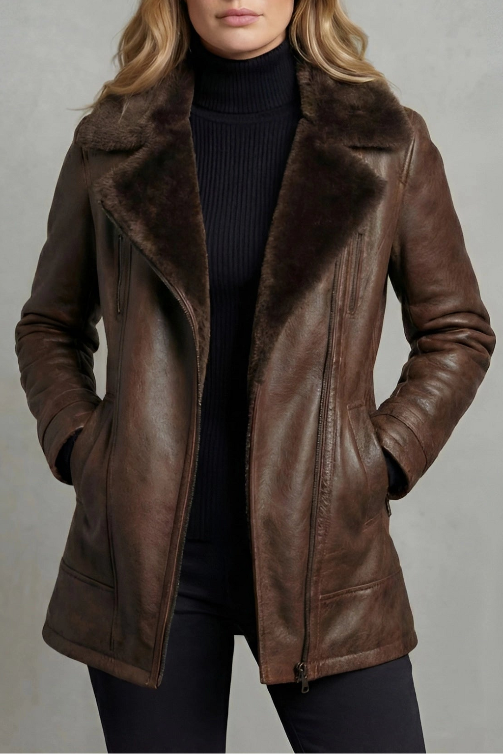 Ravella | Chaqueta con cuello de borreguito – Shearling refinado