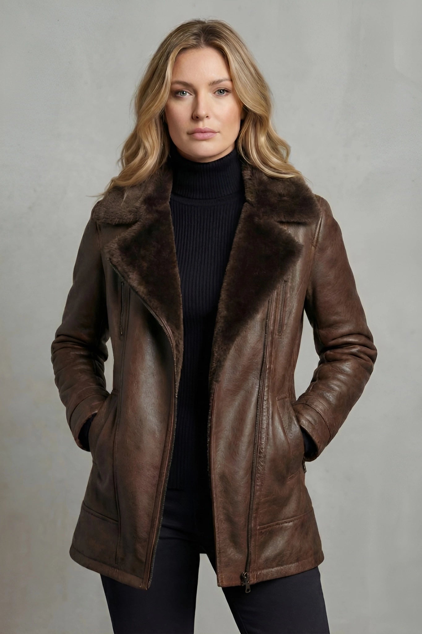 Ravella | Chaqueta con cuello de borreguito – Shearling refinado
