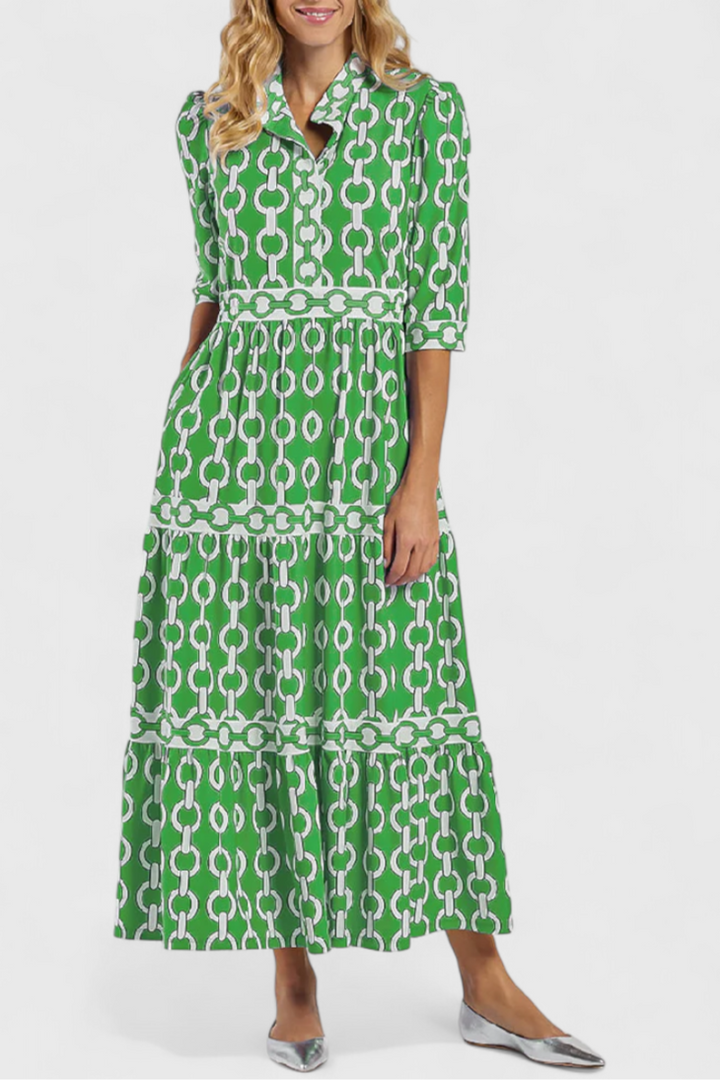 Casilda | Vestido Midi con Estampado de Cadenas